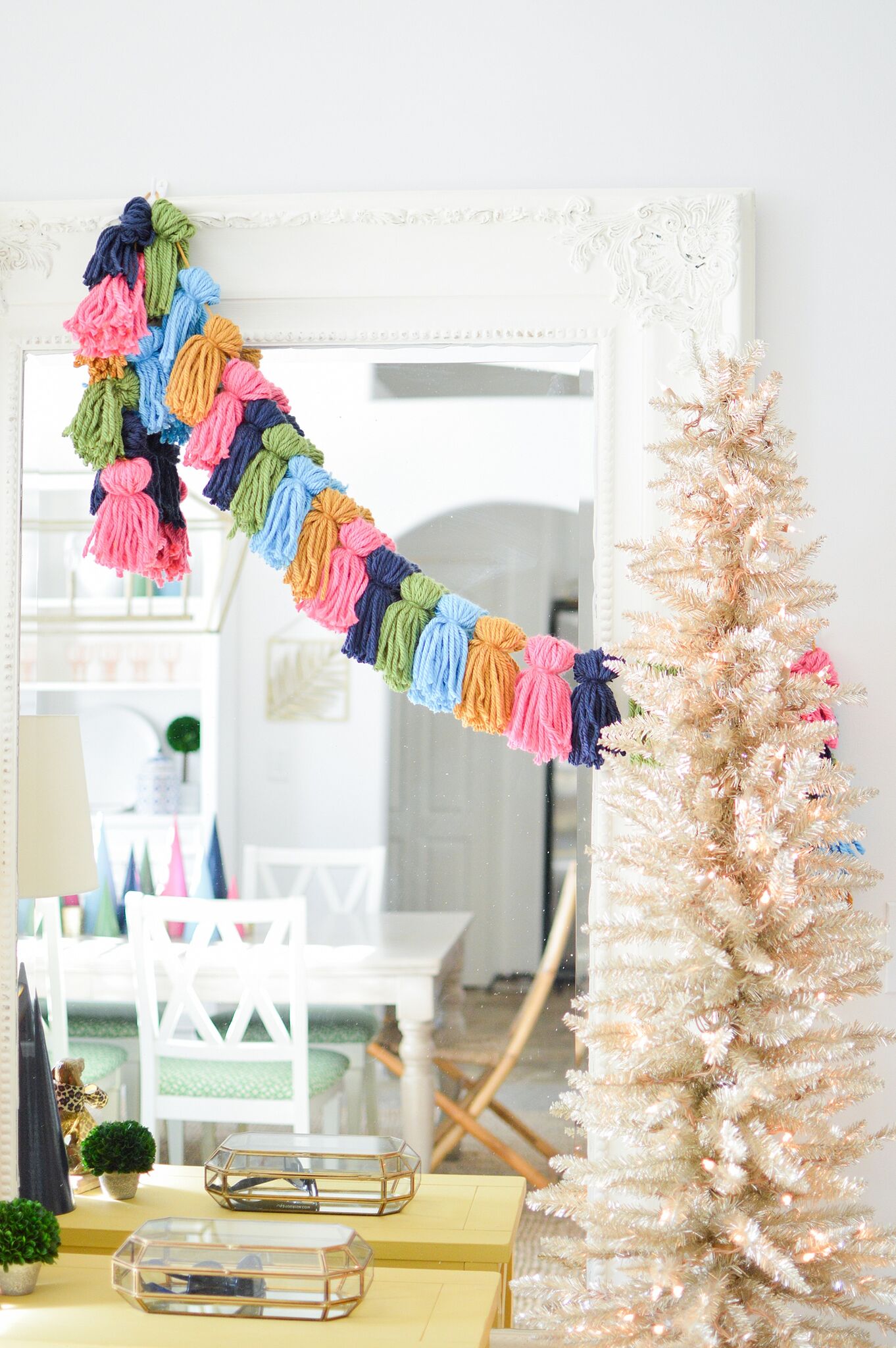 Christmas Eclectic Home Tour - love this DIY tassel garland