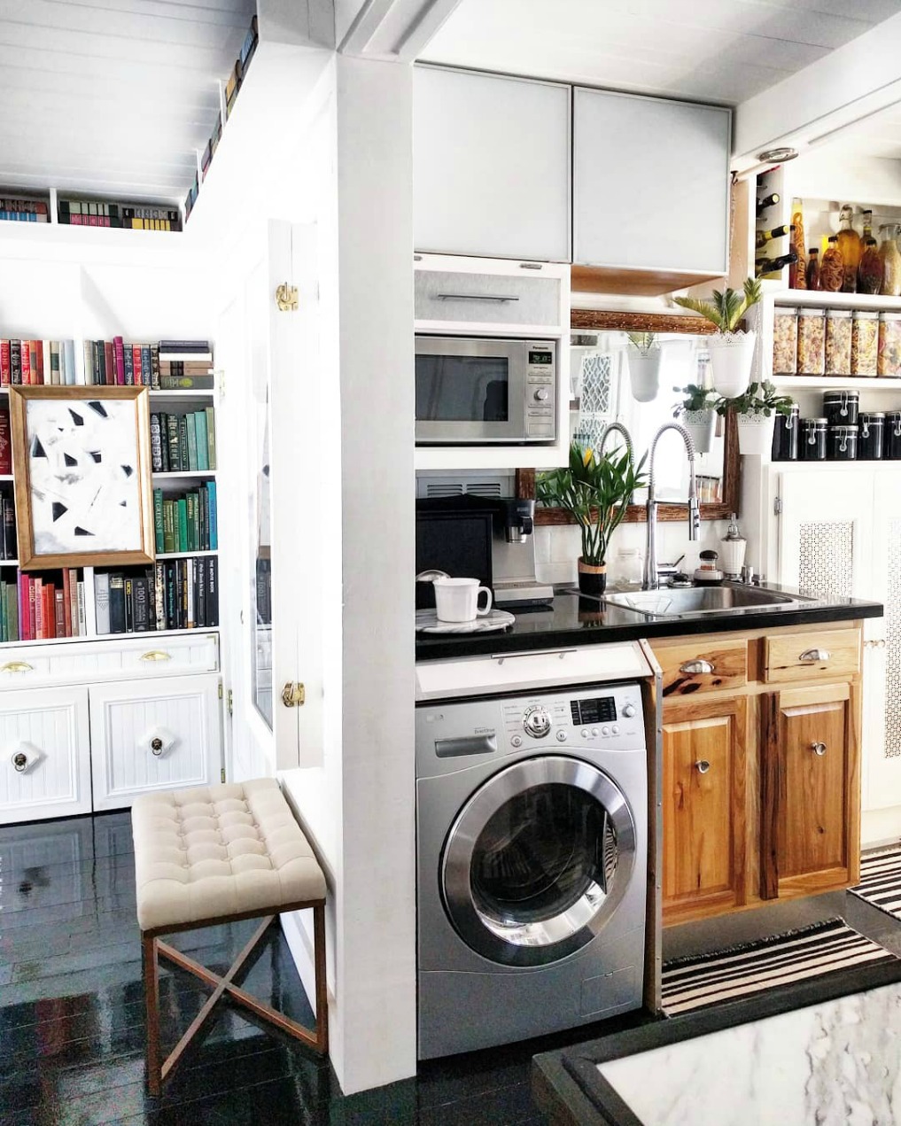 Eclectic Home Tour - Insieme House - tour this tiny house with a kitchen/laundry combo 