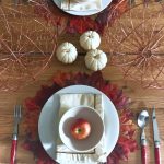Fall Leaves Tablescape kellyelko.com #fall #falldecor #falltable #falltablescape #interiordecor #tablescape #fallleaves
