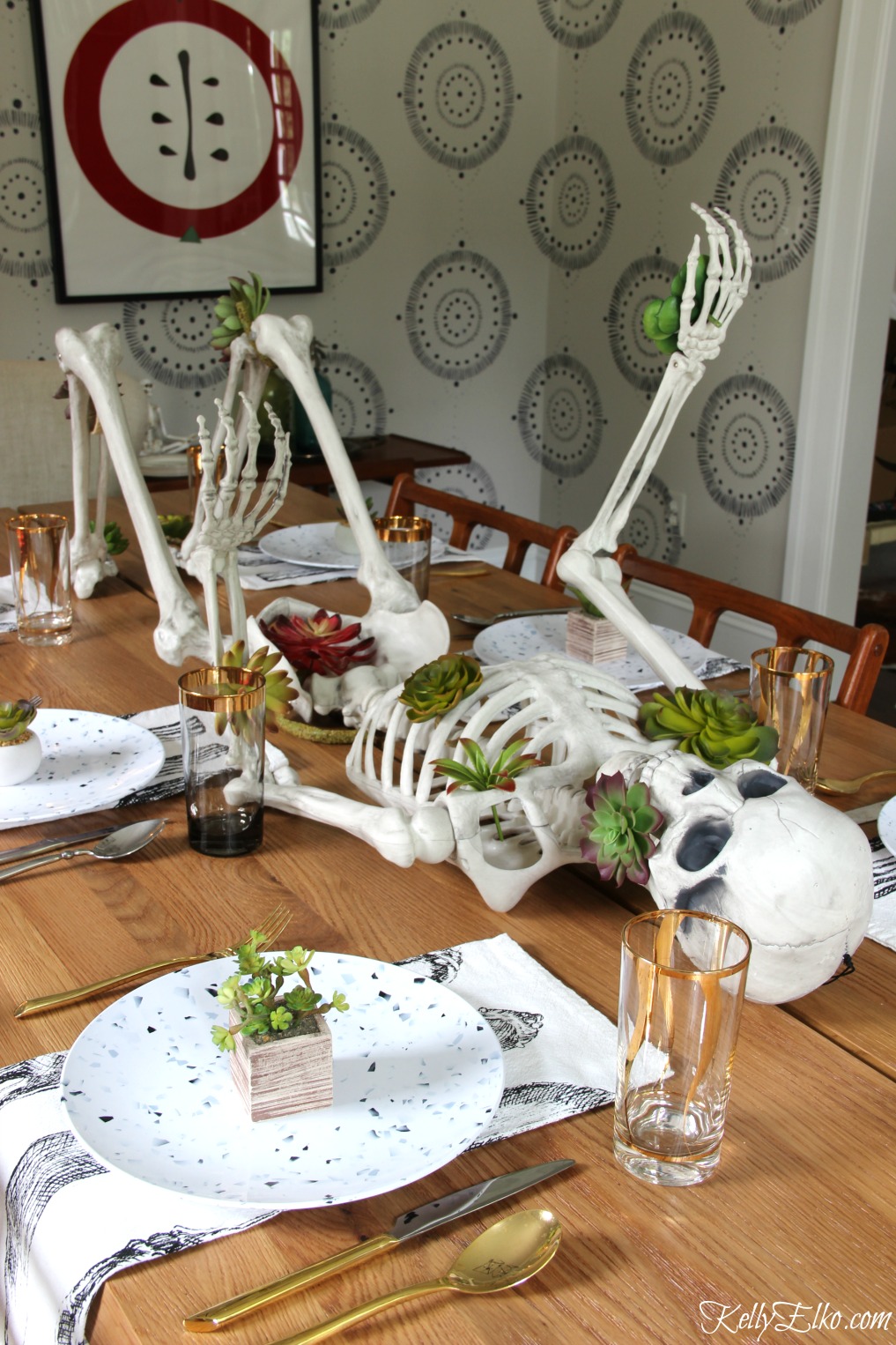 Succulent Skeleton Centerpiece