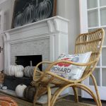 Chalkboard Pumpkin Mantel - love the way she decorated the hearth with an abundance of neutral pumpkins and the chalkboard art is beautiful kellyelko.com #fall #falldecor #fallmantel #chalkboardart #falldecor #pumpkins