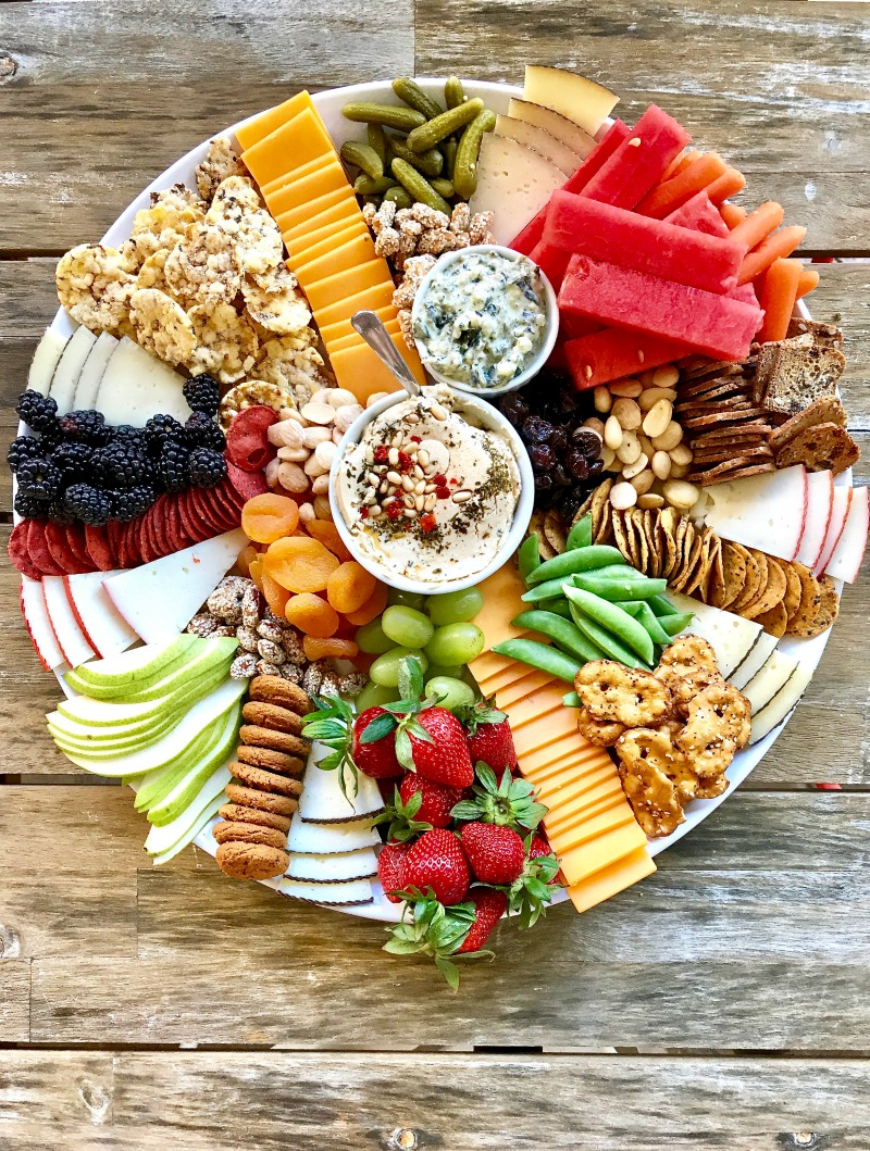 How to make an epic snack tray kellyelko.com #snacks #recipes #appetizers #potluck #cheeseboard 