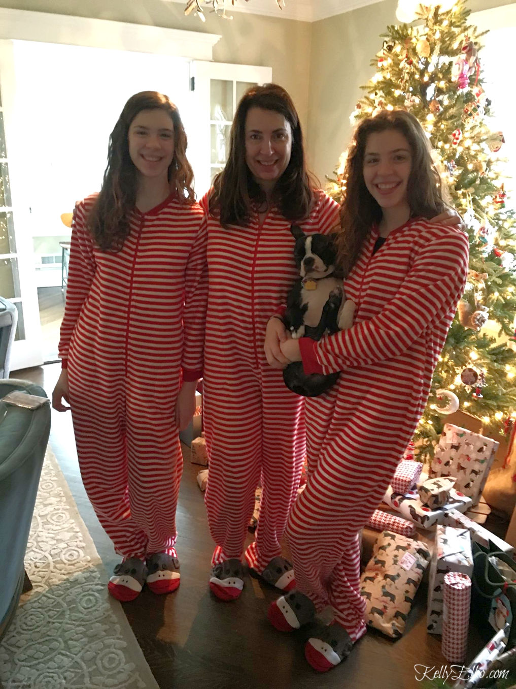 Start a fun family tradition with matching Christmas pajamas for the whole family kellyelko.com #christmas #christmaspajamas #christmastraditions