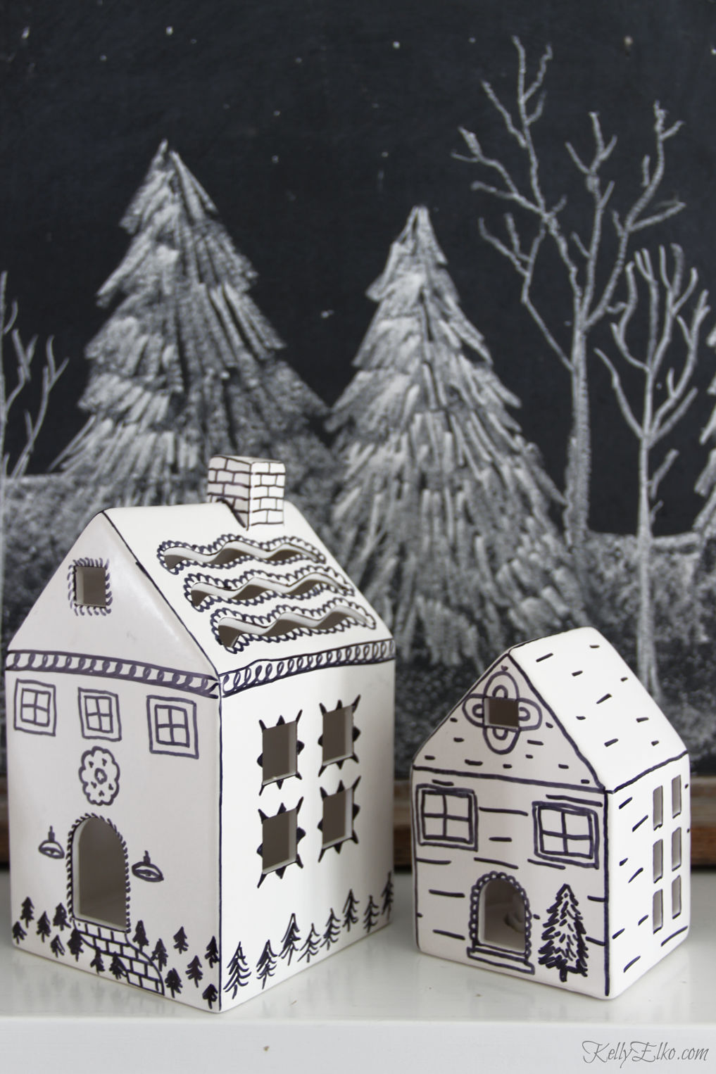 How to Make Ceramic Doodle Houses - she has great tips and tricks and exquisite examples! kellyelko.com #christmas #christmascrafts #diychristmas #doodle #sharpiecrafts #ceramichouses #crafting #kidscrafts #diyideas #crafting #art 