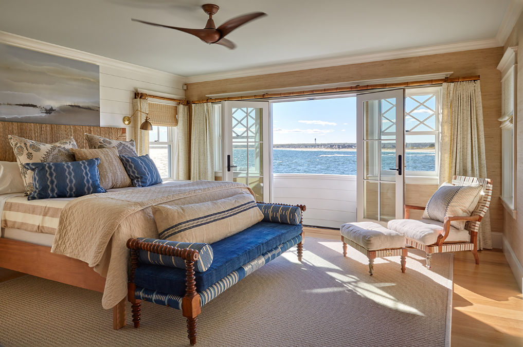 Coastal blue and neutral bedroom with a view kellyelko.com #bluebedroom #bedroomdecor #bedroomfurniture #coastalbedroom #interiordecor #interiordecorate #decorate #bluebedroom