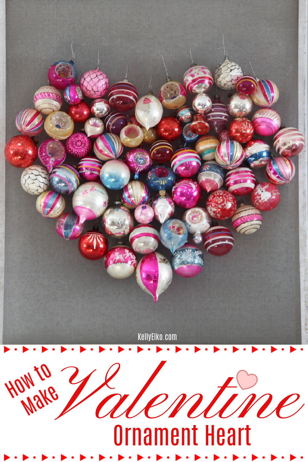 How to make a Christmas Ornament Valentine Heart Screen / kellyelko.com 