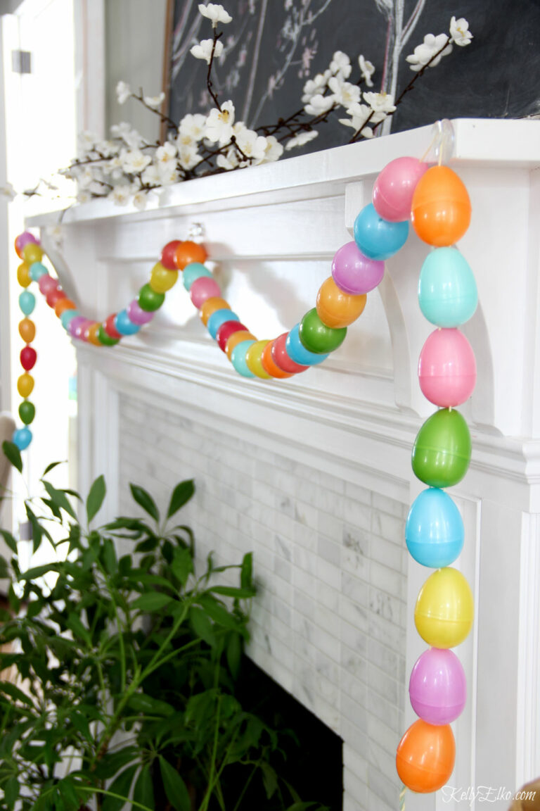 Spring Mantels and DIY Egg Garland