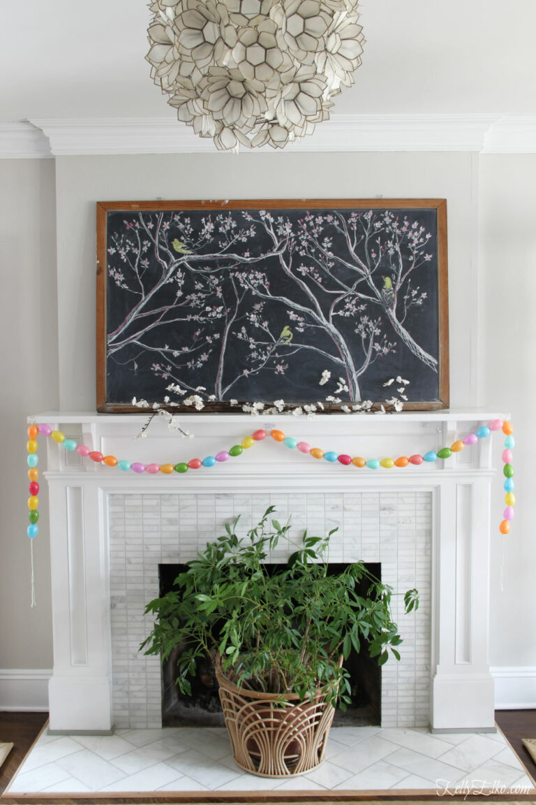 Spring Chalkboard Mantel