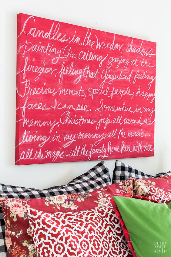 Create a chalkboard on a piece of canvas #christmasdiy #christmascrafts #chalkboard #christmasdecor #christmasideas #diychristmas 