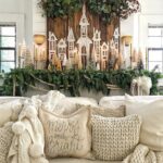 Little Christmas Houses Decorating Ideas kellyelko.com #christmas #christmasdecor #christmasmantel #vintagechristmas #neutralchristmas #farmhousechristmas