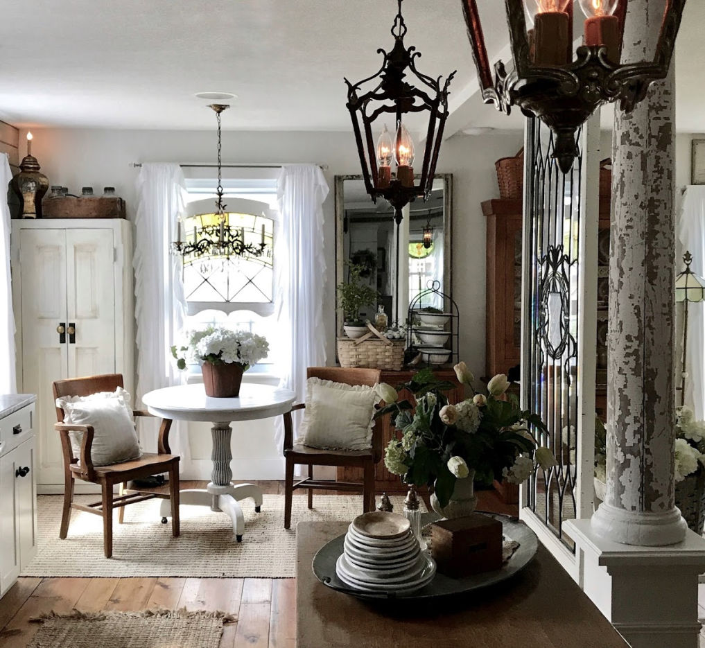 Kitchen filled with antique pieces #vintagedecor #vintagekitchen #kitchendecor #neutraldecor #neutralkitchen #farmhousekitchen