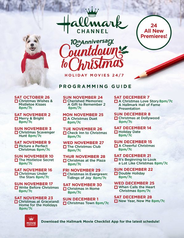 Hallmark Countdown to Christmas movie schedule 