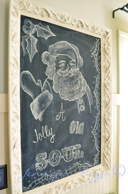 Christmas Chalk Art with tips on how to hand letter #christmasart #christmasdecor #chalkart #chalkboard #santa 