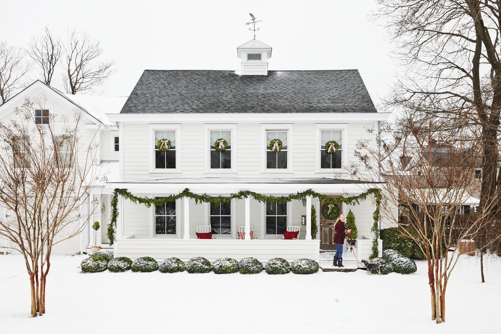 Beautiful farmhouse in the snow 