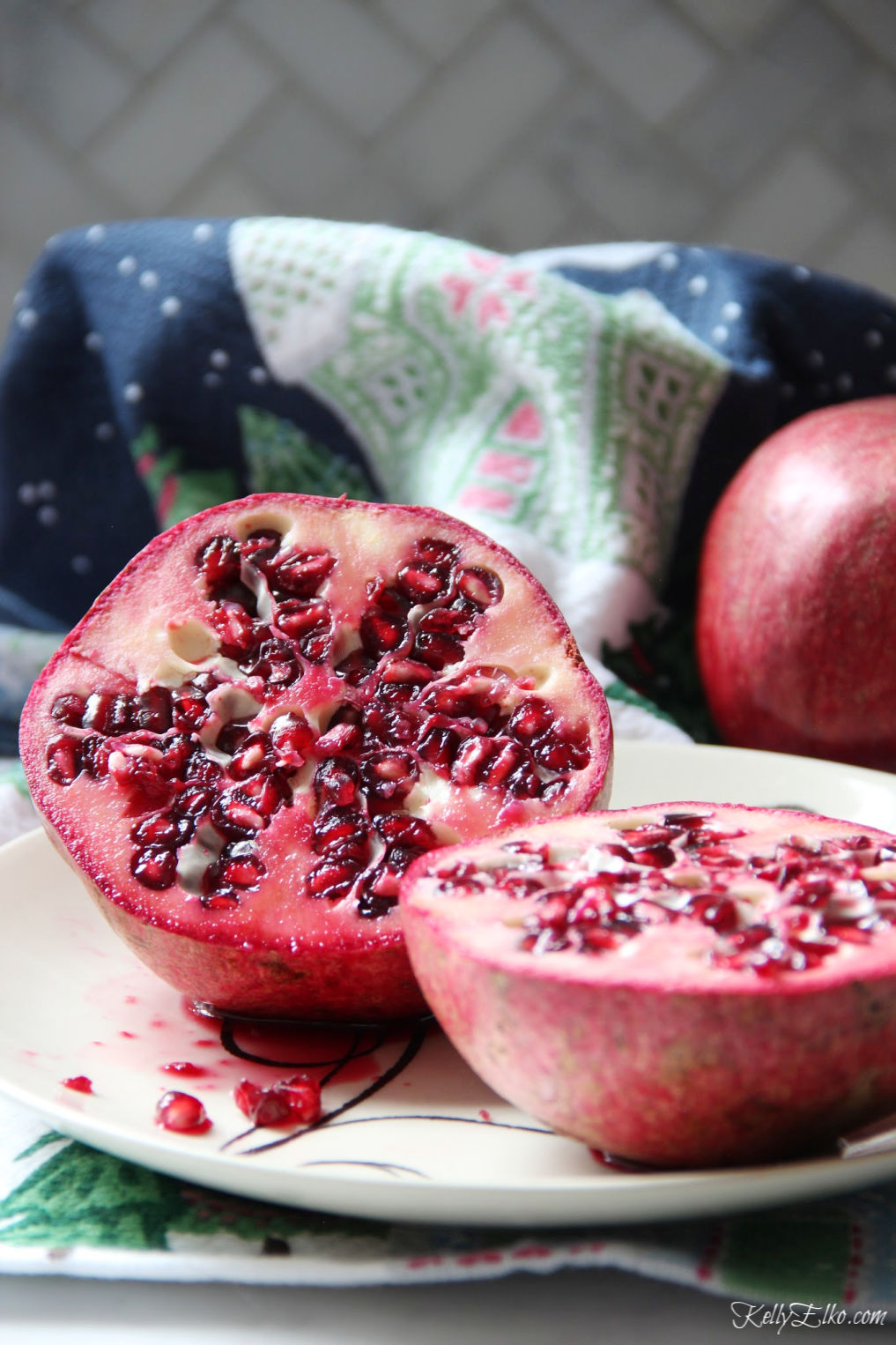 Pomegranate seeds are delish! kellyelko.com #pomegranate 