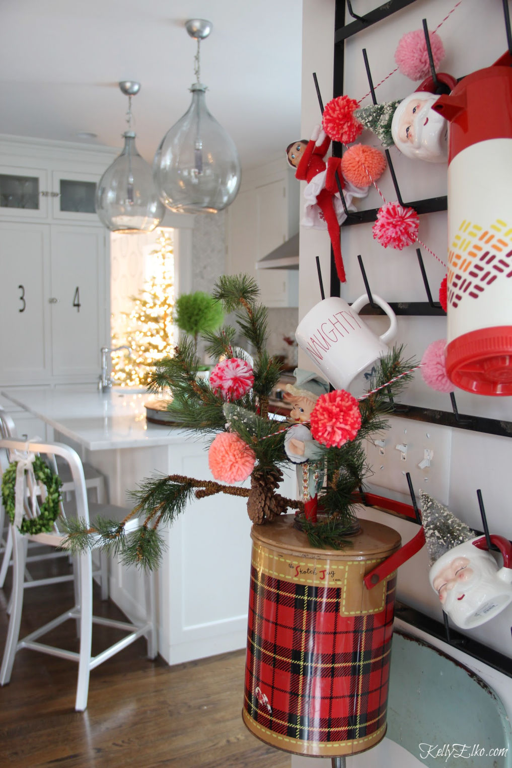 Plaid Christmas Decor with a Thermos Cooler