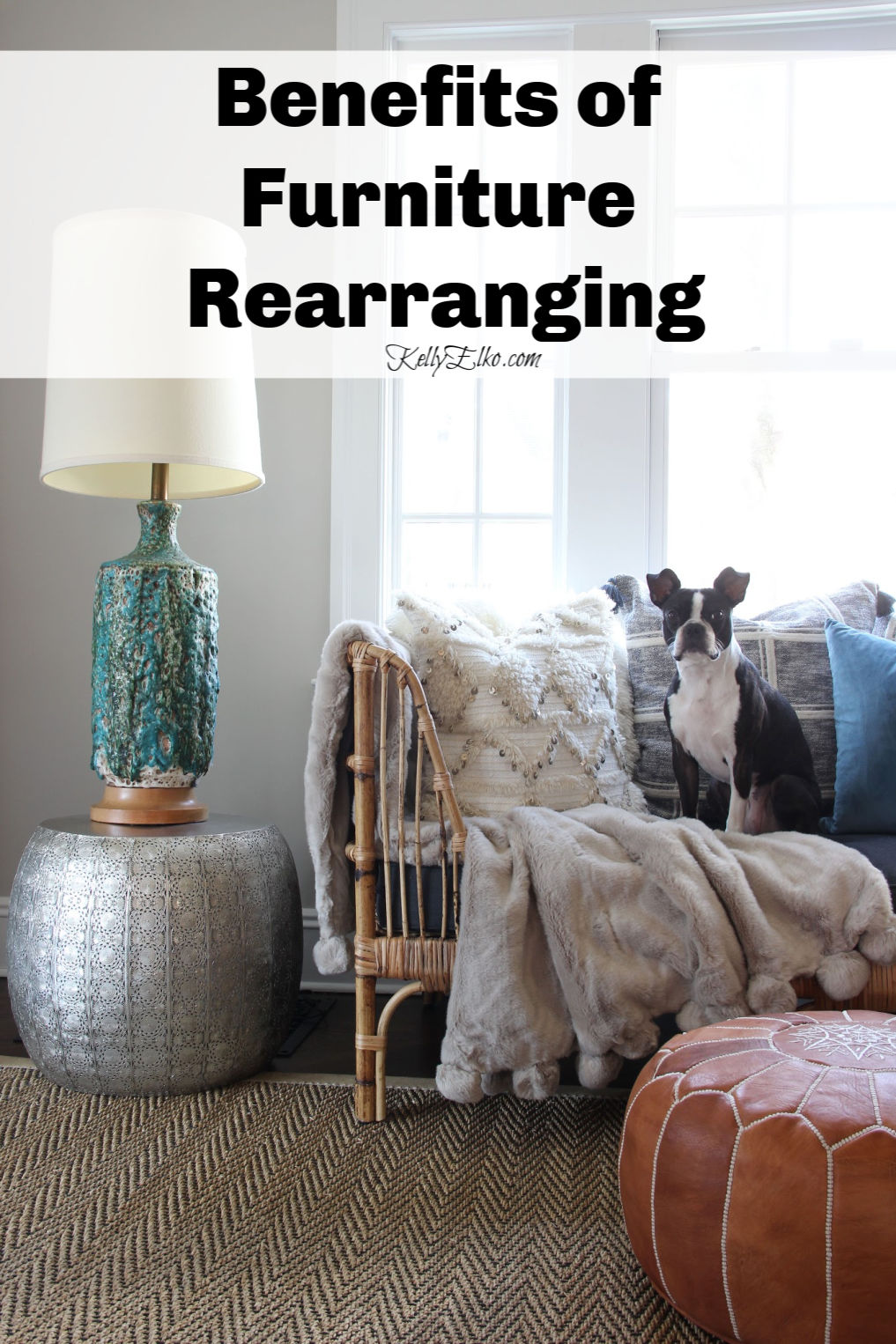 Benefits of Furniture Rearranging plus how to tips kellyelko.com #furniture #furnitureplacement #furniturerearranging #interiordesign #interiordecor #tipsandtricks #vintagedecor #eclecticdecor #bohodecor #kellyelko