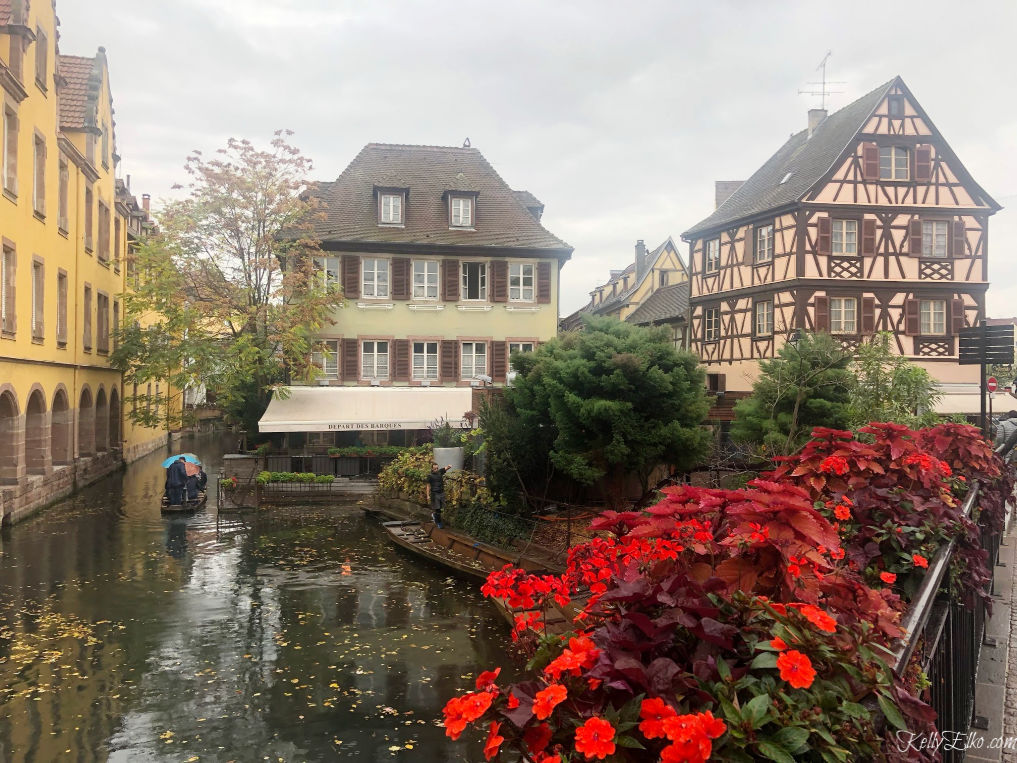 la Petite Venise is a charming area of Colmar France that is not to be missed with it's half timber houses on canals kellyelko.com #travel #colmar #colmarfrance #rhineriver #rivercruise #france #luxurytravel #europeantravel #travelblog #trabelblogger #halftimber