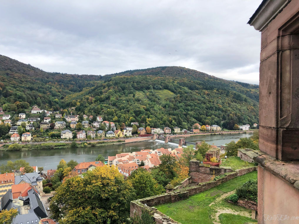 Heidelberg Germany view from the castle kellyelko.com #heidelberg #heidelbergcastle #germany #luxurytravel #travelblogger #travelblog #nekarriver #europeantravel #europe #castles 