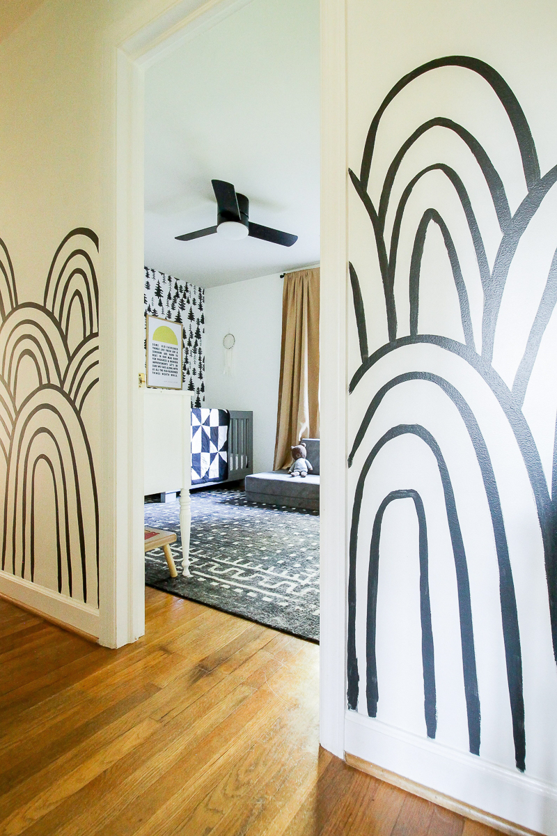 Black and white rainbow wall mural 