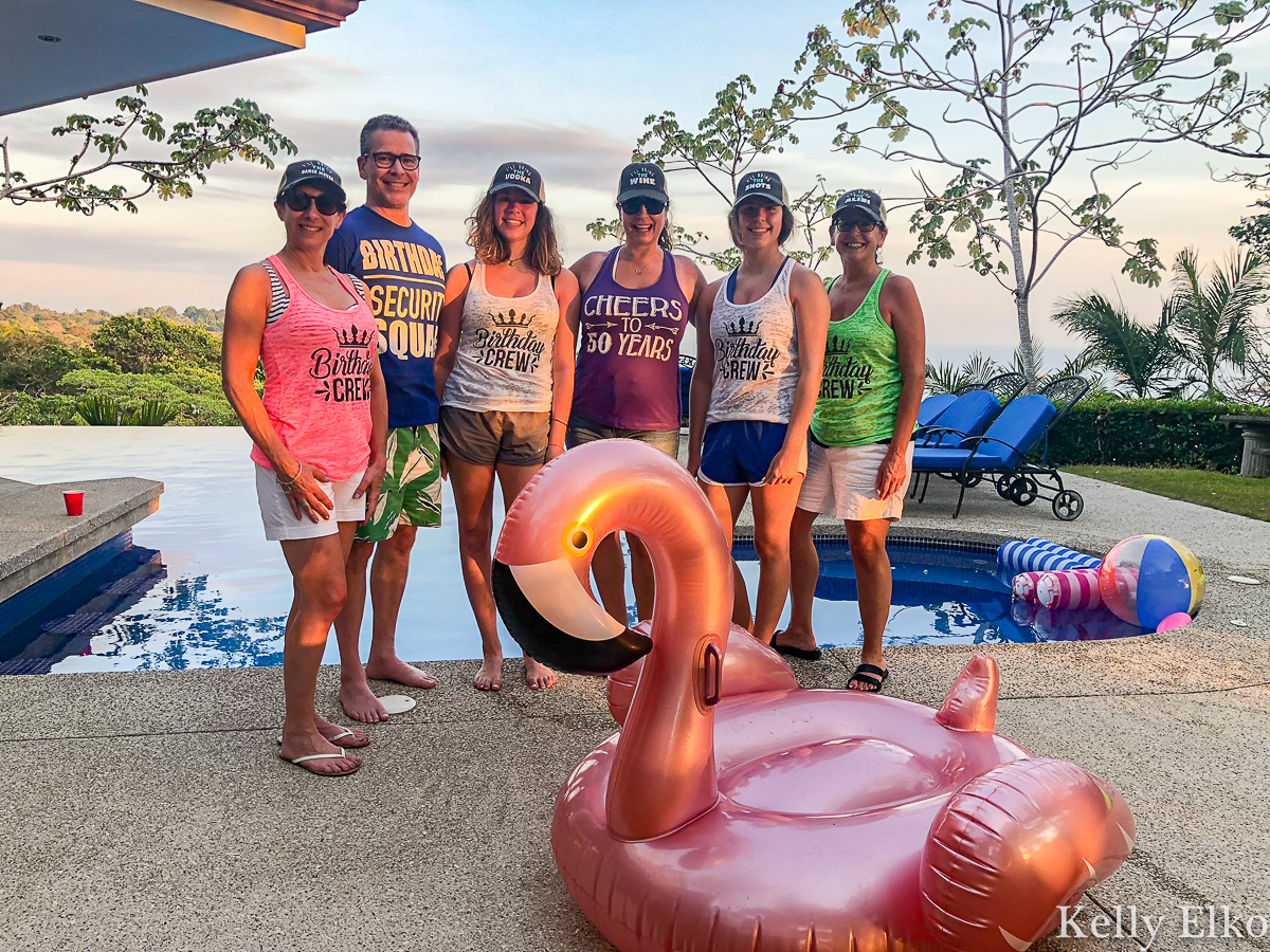 Celebrate a milestone birthday in style and rent a villa in Costa Rica kellyelko.com #vacation #villa #costarica #birthdaycelebration #milestonebirthdayideas #birthdaytrips #girlstrips #pinkflamingo 