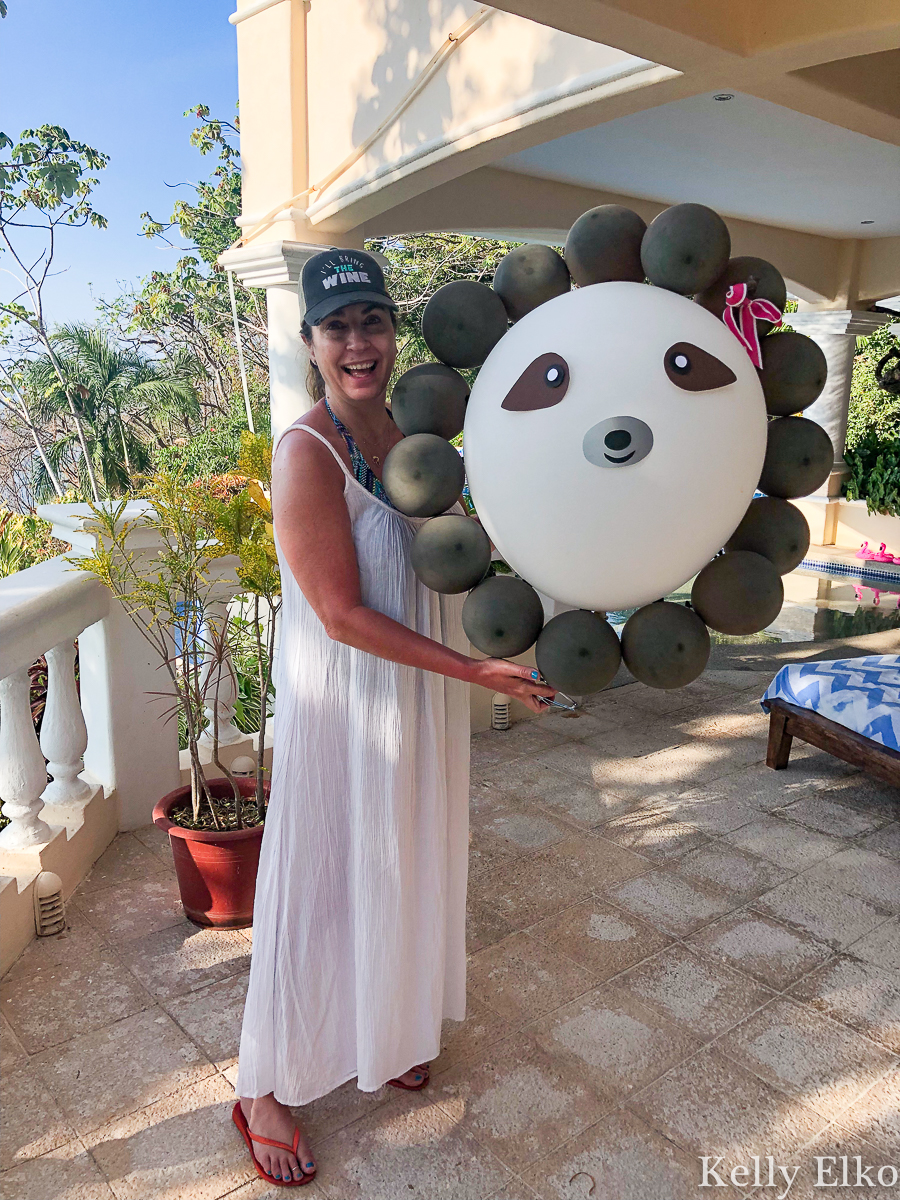 This villa in Costa Rica planned a sloth themed birthday party and it was epic! kellyelko.com #costarica #sloths #birthdayparty #vacation #travel #travelblog #travelblogger #girlstrip #birthdaytrip