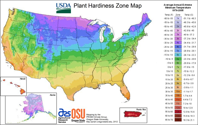 USDA Plant Hardiness Zone Map - use this map to find out which plants will thrive where you live #gardeners #gardeningtips #plants 