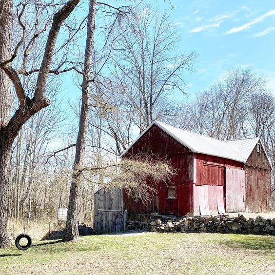 Tour this stunning old farmhouse with red barn #barn #redbarn #farm #farmhouse 