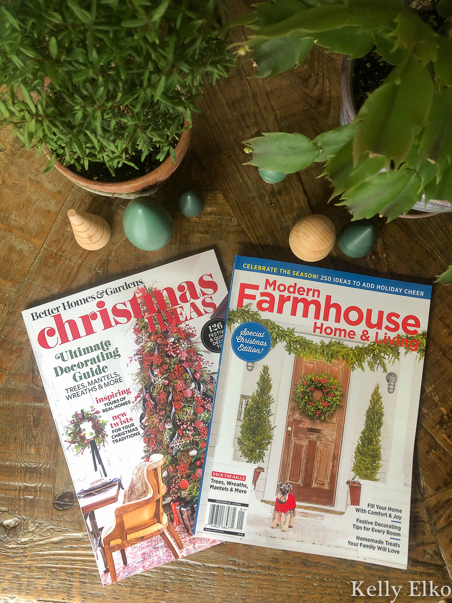 Two Christmas Magazine Features of this talented blogger kellyelko.com #christmas #christmasdecor #christmasddecorating #christmasmagazines #betterhomesandgardens #modernfarmhousemagazine #christmasdecor 