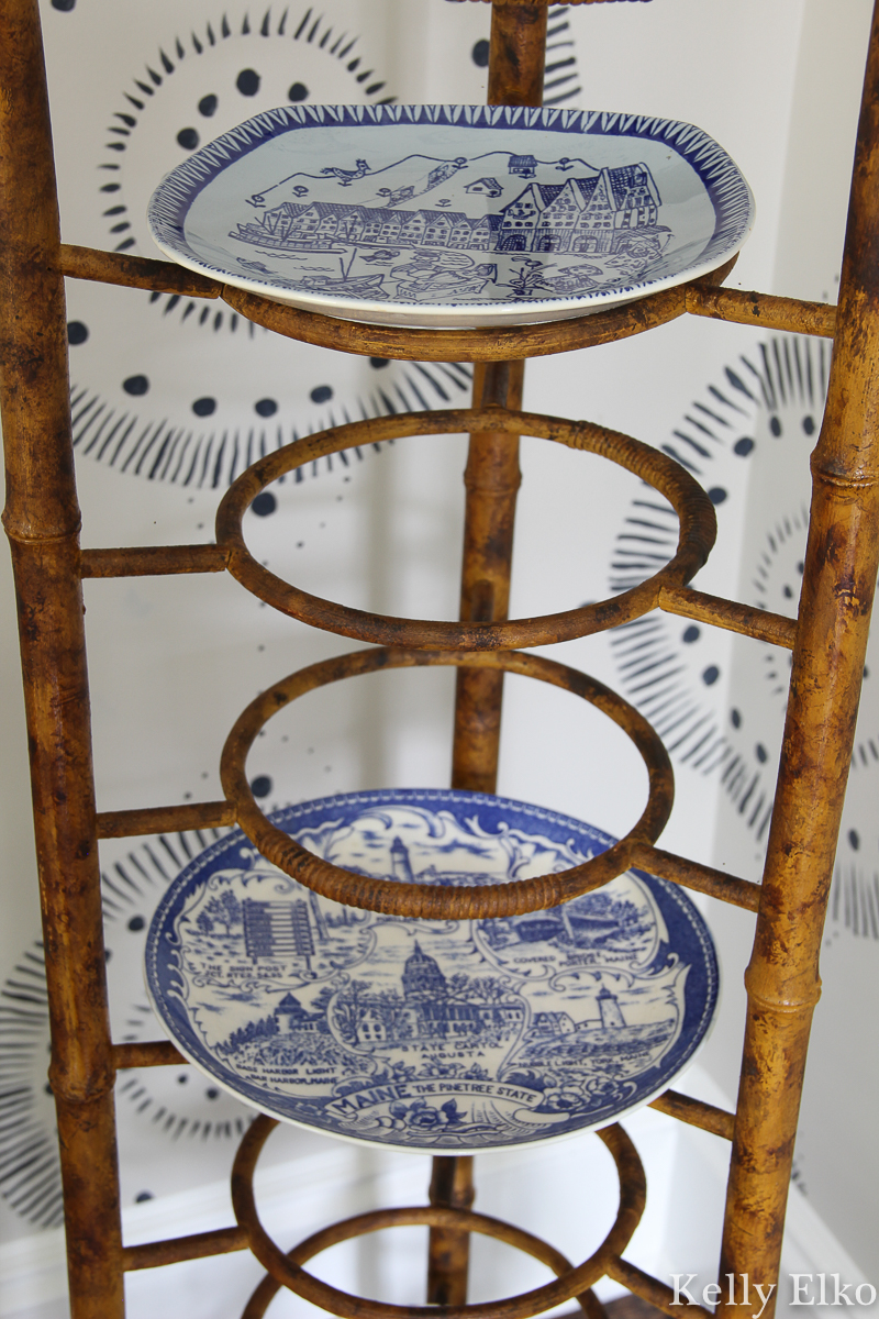 I've never seen anything like this antique bamboo plate rack kellyelko.com #platerack #antique #antiquefurniture #bamboo #vintagebamboo #plates #vintagedecor 