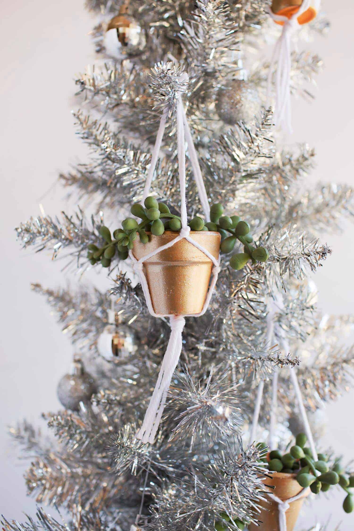 Unique DIY Ornaments - I love these adorable little macrame plant holders