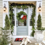 Favorite Festive Christmas Porches kellyelko.com #christmas #christmasdecor #christmasporch #farmhousechristmas #vintagechristmas #diychristmas #outdoorchristmasdecor #classicchristmas