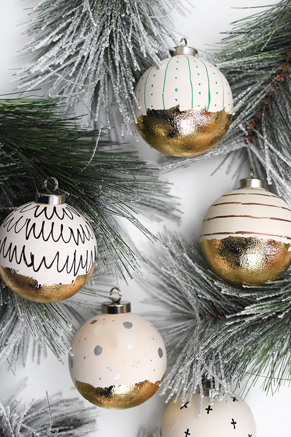 Unique DIY Ornaments - I love the gold leaf on these