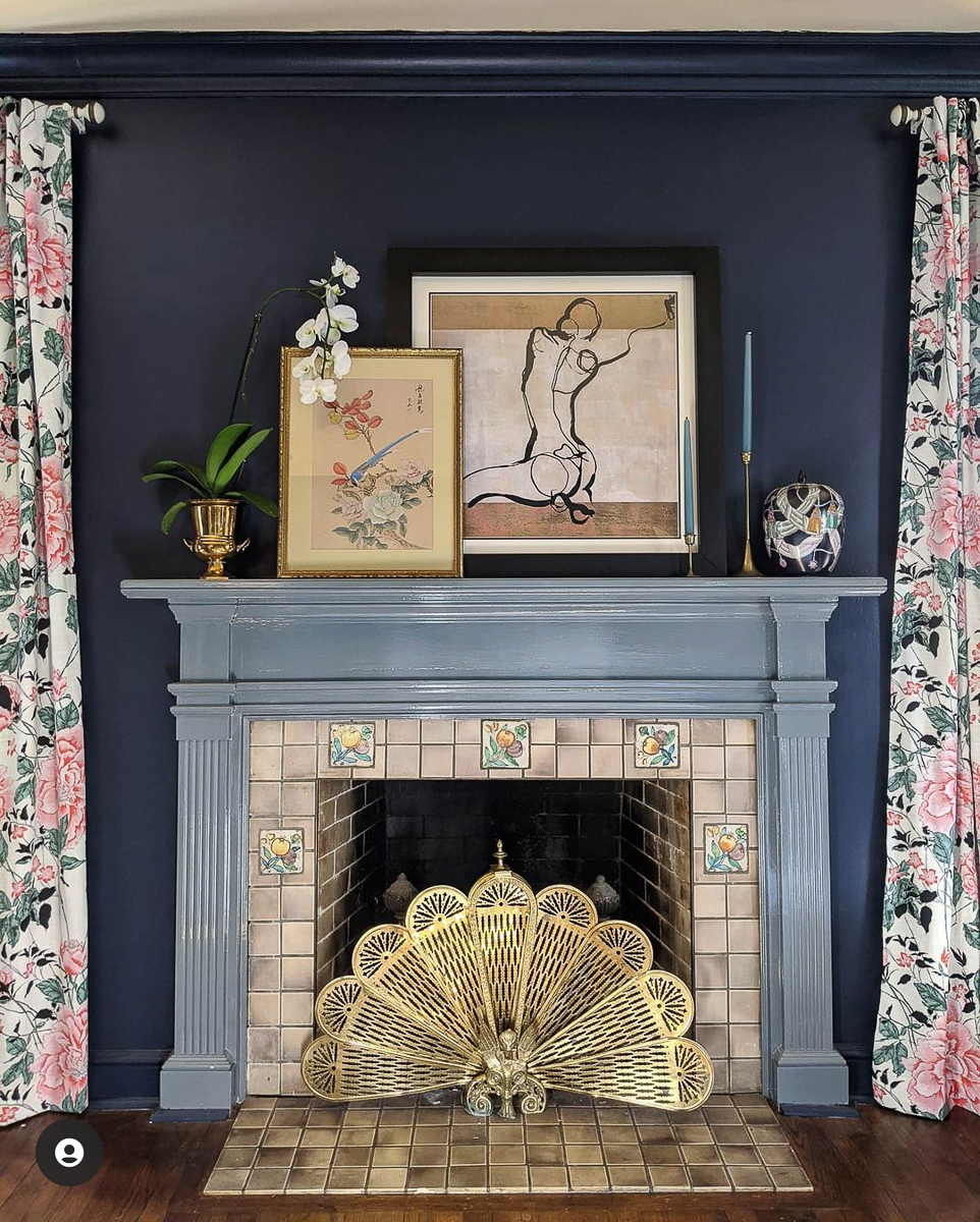 Love this original old fireplace in the bedroom of this house 