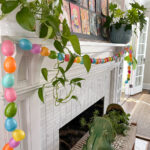 DIY Egg Garland kellyelko.com #spring #springdecor #springcrafts #eastercrafts #springmantel #egggarland