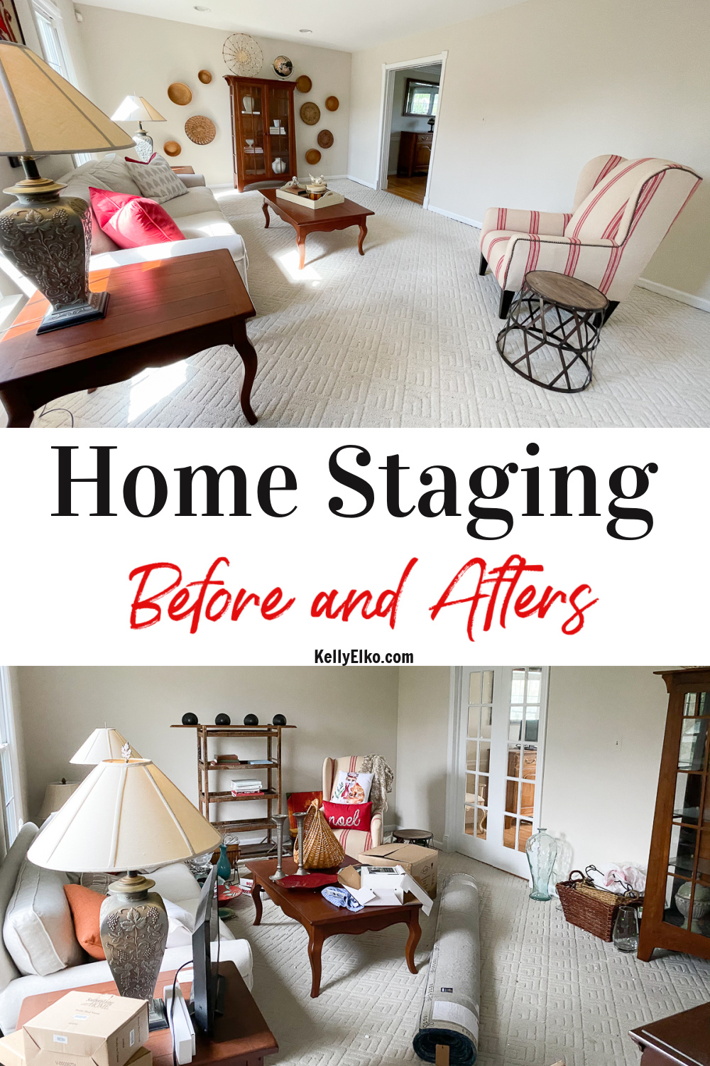 Home Staging Tips - You won't believe the before and after photos! kellyelko.com 