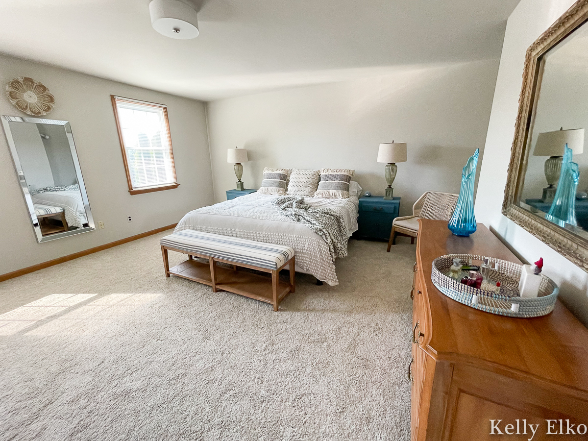 Home Staging After Master Bedroom - love the gray paint kellyelko.com