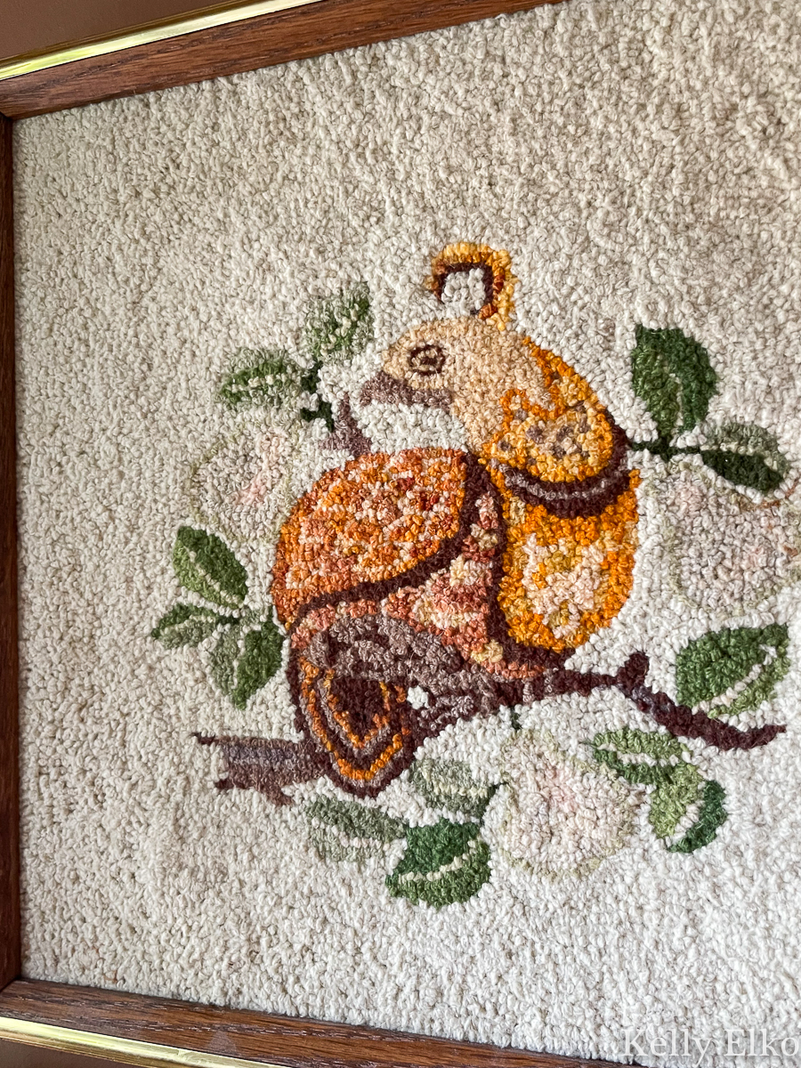 Vintage partridge in a pear tree crewel art kellyelko.com