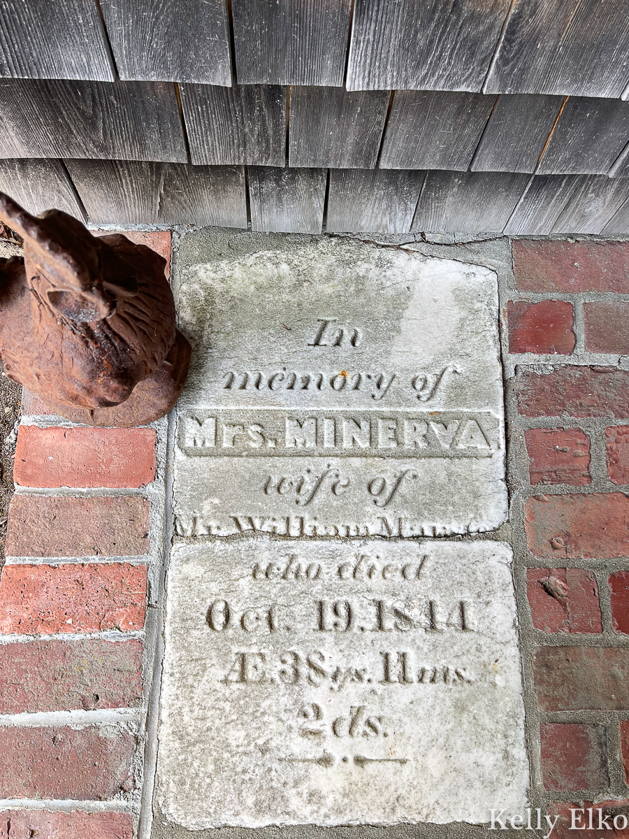 Old headstone cemented into the patio kellyelko.com