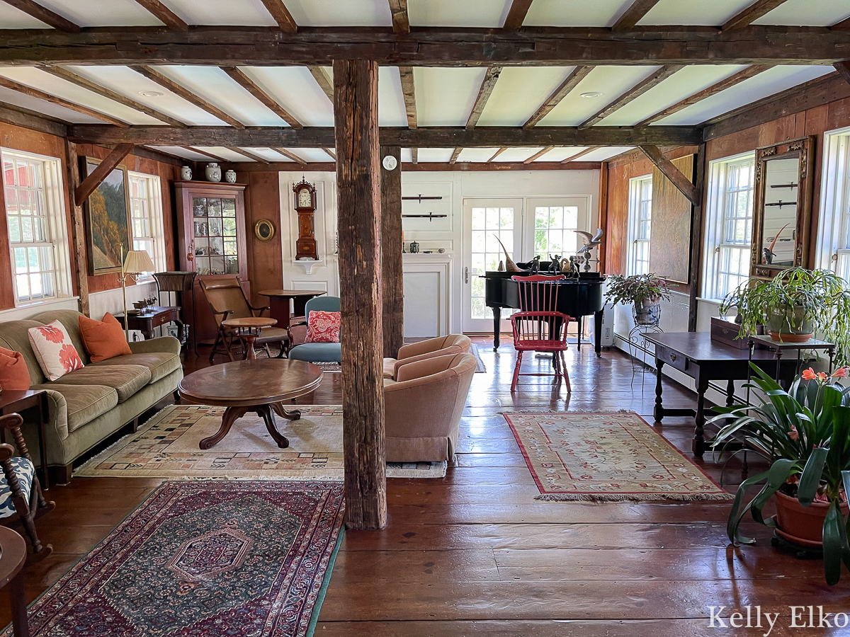 Tour is stunning historic home on Cape Cod that is filled with antiques and original wood beams kellyelko.com