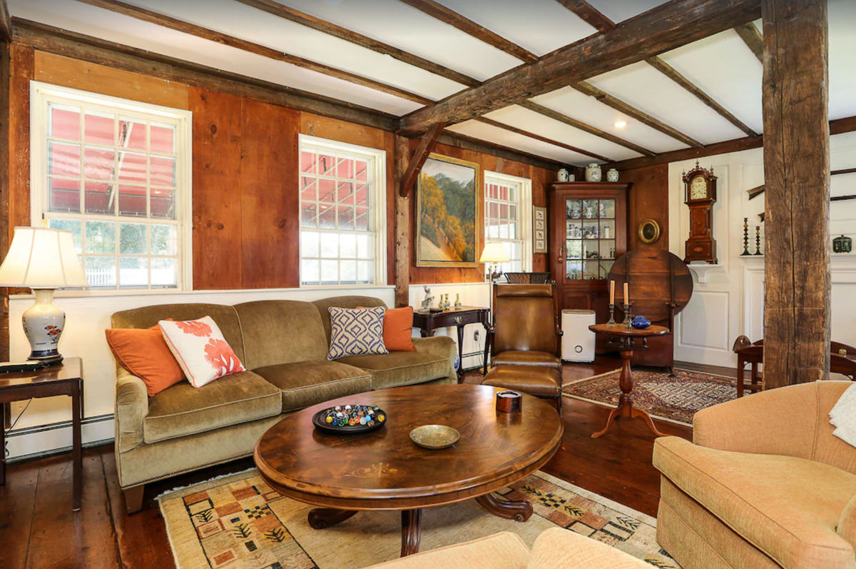 Love the original exposed wood beams in this old home kellyelko.com