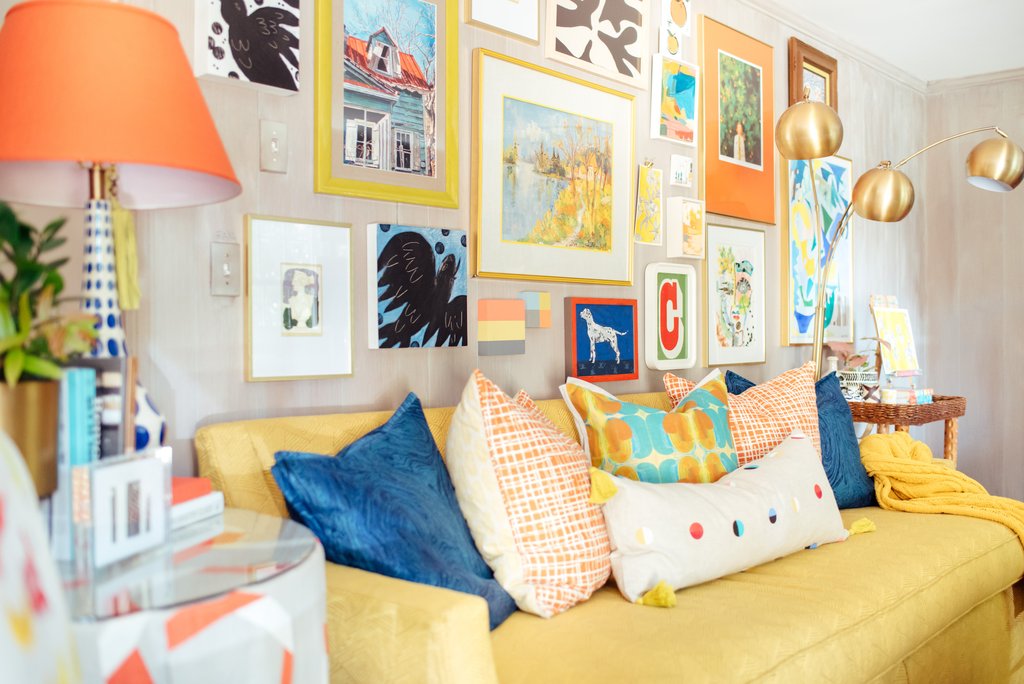 Love this colorful and eclectic gallery wall kellyelko.com