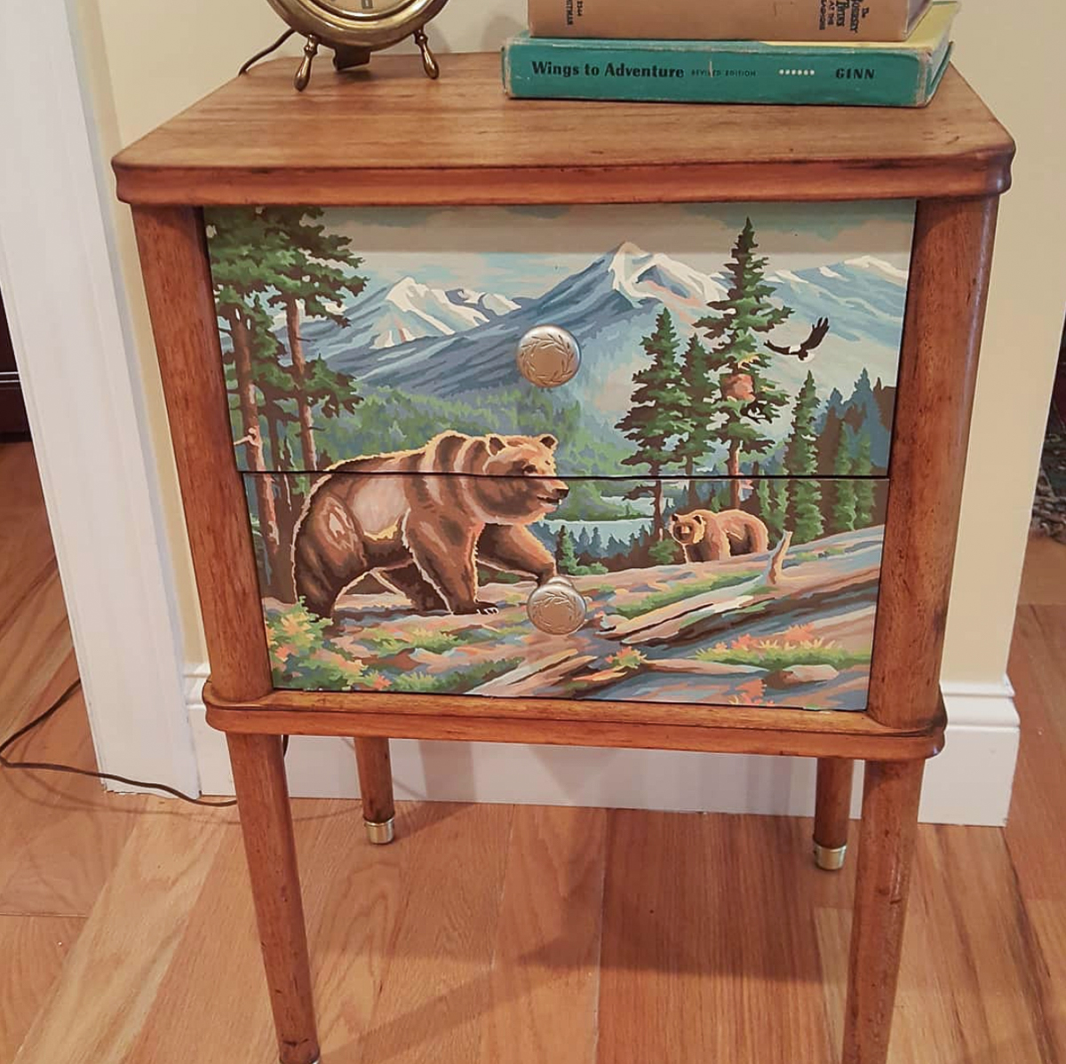 Upcycle a vintage paint by number onto a piece of furniture