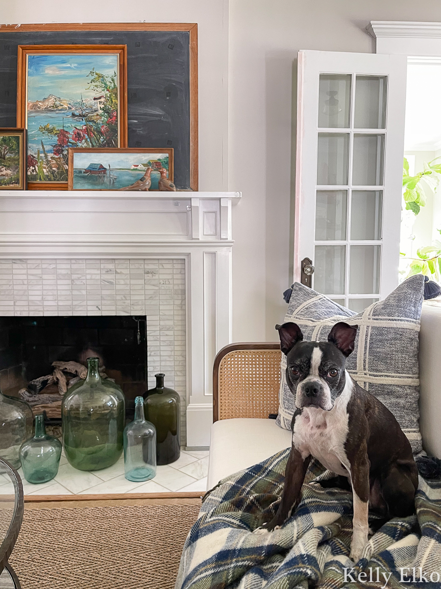 Love this vintage filled fall living room great collections and a gorgeous cane sofa kellyelko.com