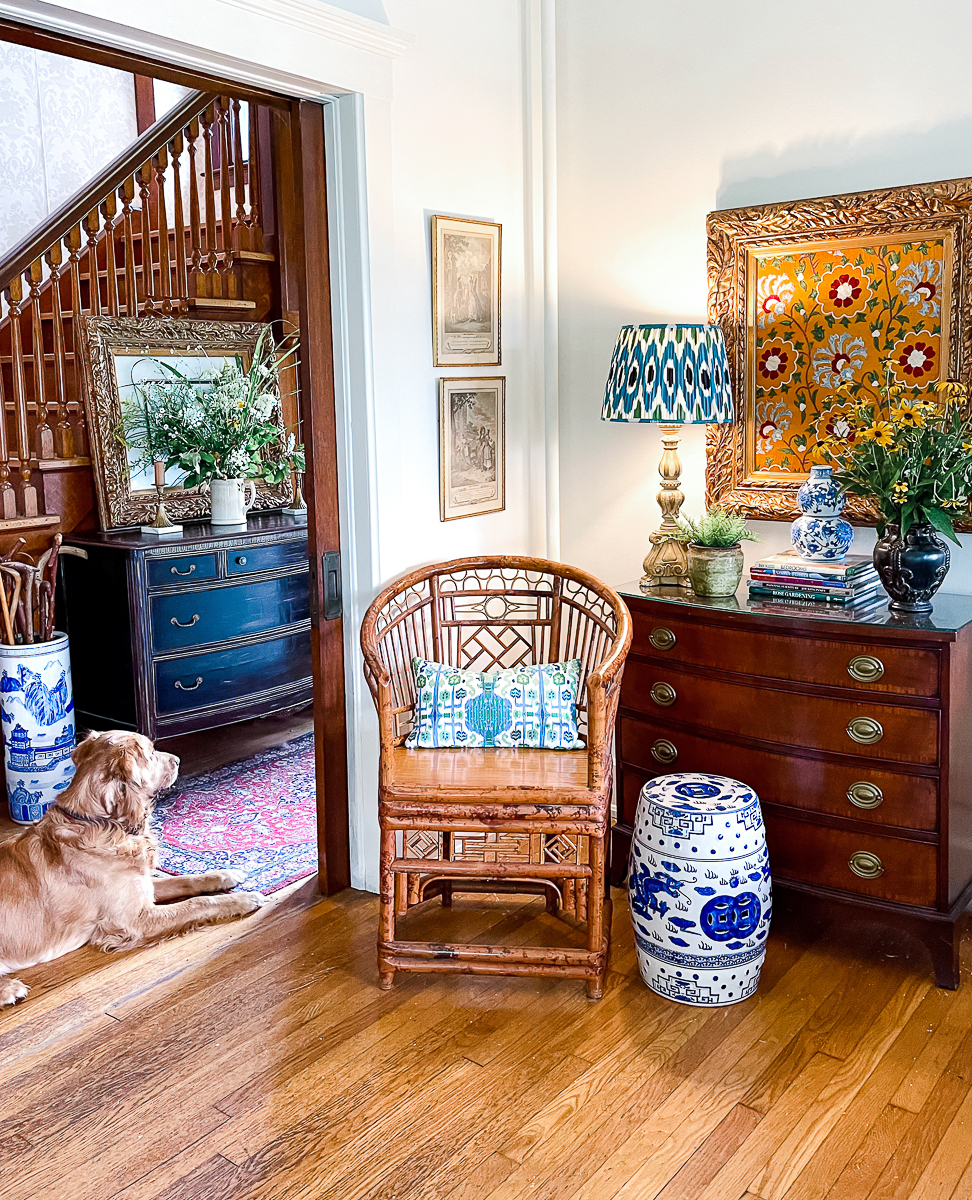 Tour this antique filled farmhouse - love the way she mixes furniture kellyelko.com