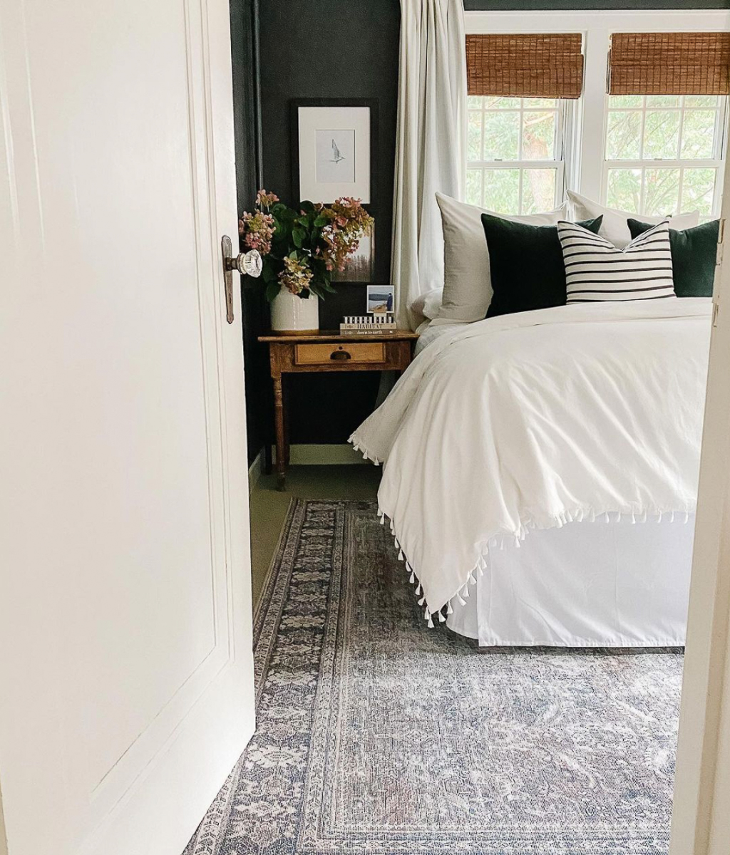 Black walls add drama to this master bedroom kellyelko.com