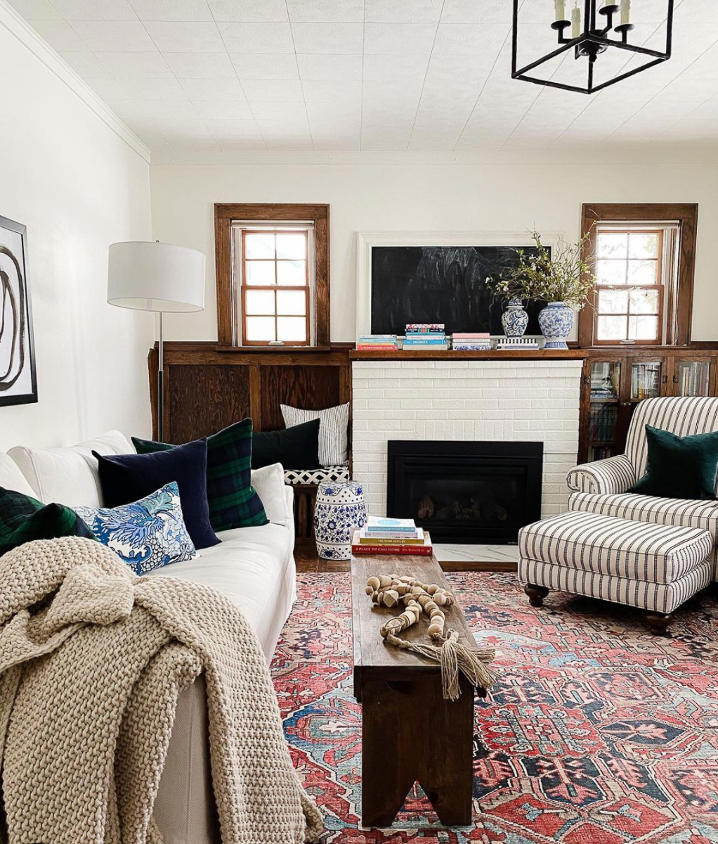 Love the built in shelves and bookcase in this old Tudor kellyelko.com