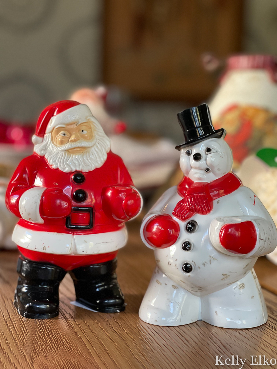 Vintage hard plastic Santa and Snowman light up blow molds kellyelko.com