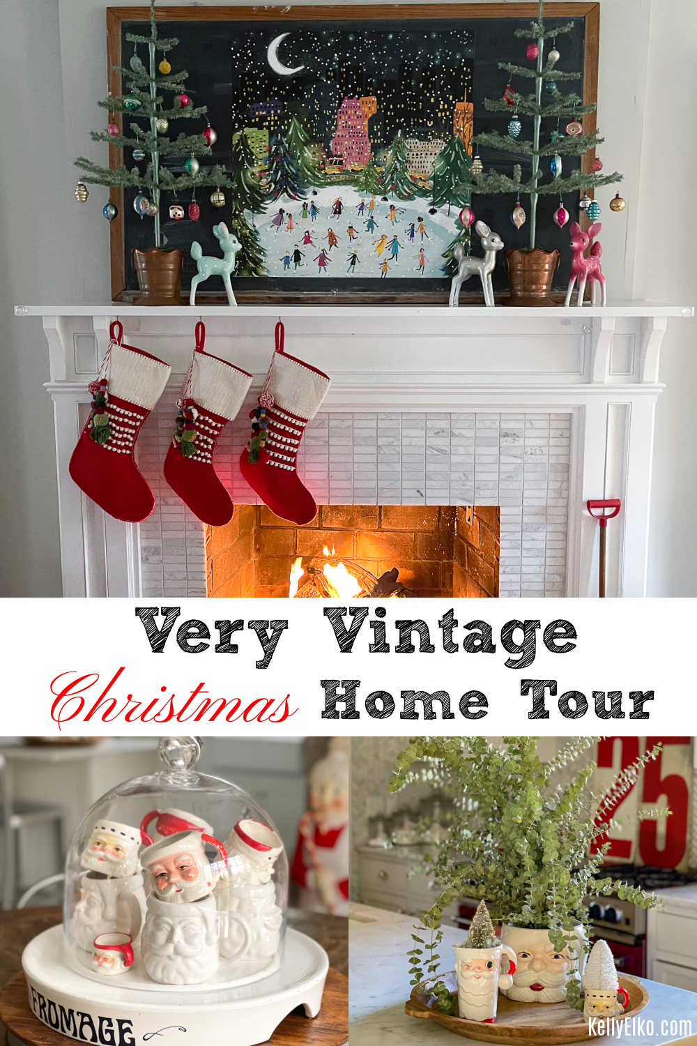 Very Vintage Christmas Home Tour filled with tons of creative decorating ideas kellyelko.com