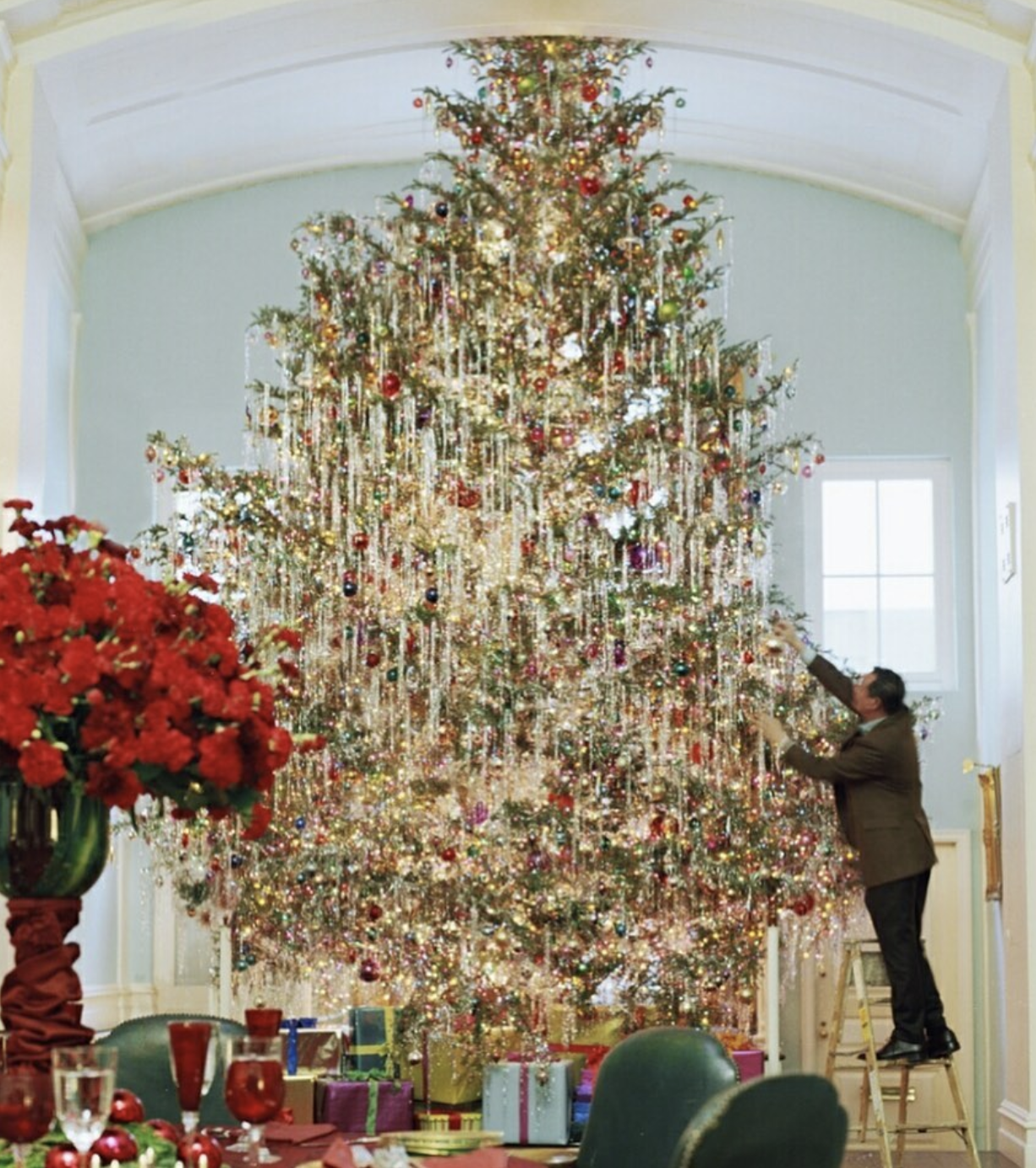 Giant tinsel covered Christmas tree!